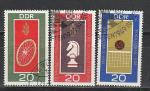 Спорт, ГДР 1969 год, 3 гашёные марки