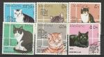 Лаос 1989 г, Кошки, 6 гашёных марок