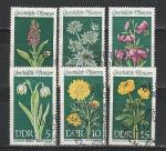 Цветы, ГДР 1969 год, 6 гашёных марок