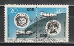 Восток 5 - 6, Спецгашение, ГДР 1963 год, пара марок, сцепка
