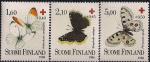 Финляндия 1986 год. Красный Крест. Бабочки на белом фоне. 3 марки