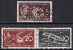ГДР 1957 год. Цветы, ящерица. 3 гашёные марки