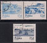 Польша 1982 год. Река Висла. Сплав леса, лодки, парусные корабли. 3 гашеные марки