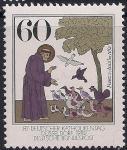 ФРГ 1982 год. Дюссельдорф. Немецкий католический праздник. Монах с птицами. Марка