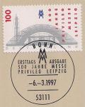 ФРГ 1997 год. 500 лет Лейпцигской ярмарке. Марка на листе с гашением первого дня 