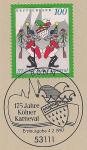 ФРГ 1997 год. 175 лет Кельнскому карнавалу. Марка на листе с гашением первого дня