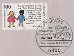 ФРГ 1993 год. Комитет ЮНИСЕФ в Германии. Детский рисунок. Марка на листе с гашением первого дня