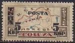 Тува 1932 год. Географическая карта Тувы. 1 марка с наклейкой без клея