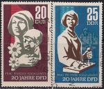 ГДР 1967 год. Женщины свободной Германии. 20 лет DFD. 2 гашёные марки