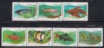 Вьетнам 1987 год. Рыбы. 7 гашеных марок