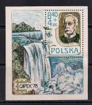 Польша 1978 год. Выставка марок в Торонто. Портрет К. Гровского. Водопад. 1 блок