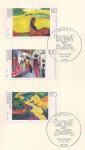 ФРГ 1992 год. Картины немецких художников 20-го века. 3 марки на листе с гашением первого дня