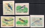 КНДР 1965 год. Птицы. 5 марок без зубцов