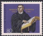 ФРГ 1983 год. 500 лет со дня рождения философа Мартина Лютера. Марка