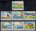 Монголия 1982 год. Местная фауна. Ландшафты. 7 гашеных марок (на марке ном. 80 нет верхнего левого УГЛА