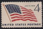 США 1959 год. День независимости. Флаг страны. 1 марка