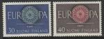Финляндия 1960 год. Слово Европа и колесо со спицами. 2 марки