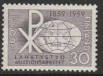 Финляндия 1959 год. 100 лет финской Вереск-миссии. Монограмма Христа и Мир. 1 марка