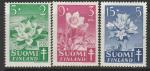 Финляндия 1950 год. Цветы. 3 марки