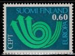 Финляндия 1973 год. Стилизованный почтовый рожок. Европа. 1 марка