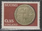 Финляндия 1966 год. Медаль с ленточным орнаментом. 150 лет финскому страховому делу. 1 марка