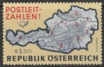 Австрия 1966 год. Карта Австрии, размеченная по почтовым индексам. 1 марка