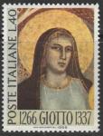 Италия 1966 год. Фрагмент иконы Мадонна итальянского художника и зодчего Джотто ди Бондоне. 1 марка