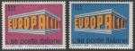 Италия 1969 год. Слова "Europa" и "CEPT" на платформе. 2 марки