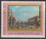 Италия 1968 год. Городской пейзаж итальянского художника Антонио Канолетто. 200 лет со дня кончины. 1 марка 