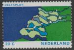 Нидерланды 1972 год. Карта дельты, с нарисованными строительными объектами. 1 марка