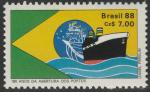 Бразилия 1988 год. 180 лет открытию бразильских портов для иностранных судов. 1 марка 