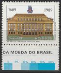 Бразилия 1989 год. 380 лет судебной палате Байи. Здание суда. Герб. 1 марка 