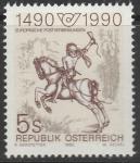 Австрия 1990 год. 500 лет международной почтовой связи в Европе. Гравюра. 1 марка 