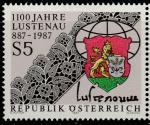 Австрия 1987 год. 1100 лет Лустенау. Герб муниципалитета. 1 марка 