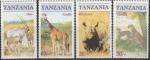 Танзания 1986 год. Вымирающие дикие животные. 4 марки 