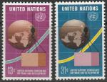 США ООН 1976 год. Конференция ООН по торговле и развитию. Глобус, кривая роста, эмблема ООН. 2 марки 