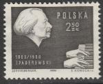 Польша 1960 год. 100 лет со дня рождения пианиста и композитора Игнация Яна Пандеревского. 1 марка 