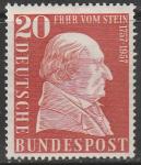 Германия 1957 год. 200 лет со дня рождения барона фон Штейна, прусского государственного деятеля. 1 марка 