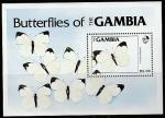 Гамбия 1984 год. Бабочки. Блок 