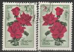 Венгрия 1961 год. День Труда. Розы. 2 гашёные марки 