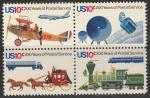 США 1975 год. 200 лет почтовой службе США, квартблок . космос