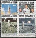 Нигер 1989 год. 20 лет первой посадке на Луну, 4 гашёные марки (ю) 