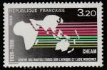 Франция 1986 год. Институт Азии и Африки, карта; 1 марка 