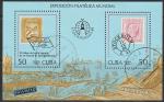 Куба 1986 год. Международная филвыставка "STOCKHOLMIA-86". Кубинские марки, гашёный блок 