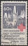 ЧССР 1961 год. Красный Крест. Вид на Прагу, 1 гашёная марка 