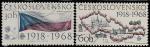 ЧССР 1968 год. 50 лет Чехословакии, 2 гашёные марки 