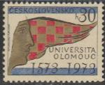 ЧССР 1973 год. 400 лет университету Оломуца. Голова с орлиными крыльями в цветах Моравии. 1 марка 