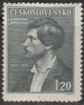 ЧССР 1946 год. 90 лет со дня смерти Карела Боровского, редактора и писателя, 1 марка (с наклейкой) 