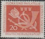 ФРГ 1957 год. Филвыставка "Флора и филателия", 1 марка (с наклейкой) 