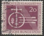 ФРГ 1955 год. 1000 лет битве на Лехфельде, 1 гашёная марка 